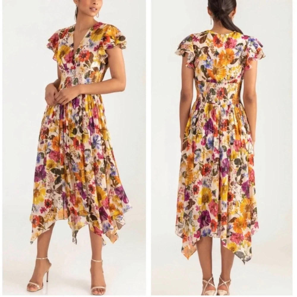 Shoshanna Pasadena Floral Midi Dress - Picture 1 of 8